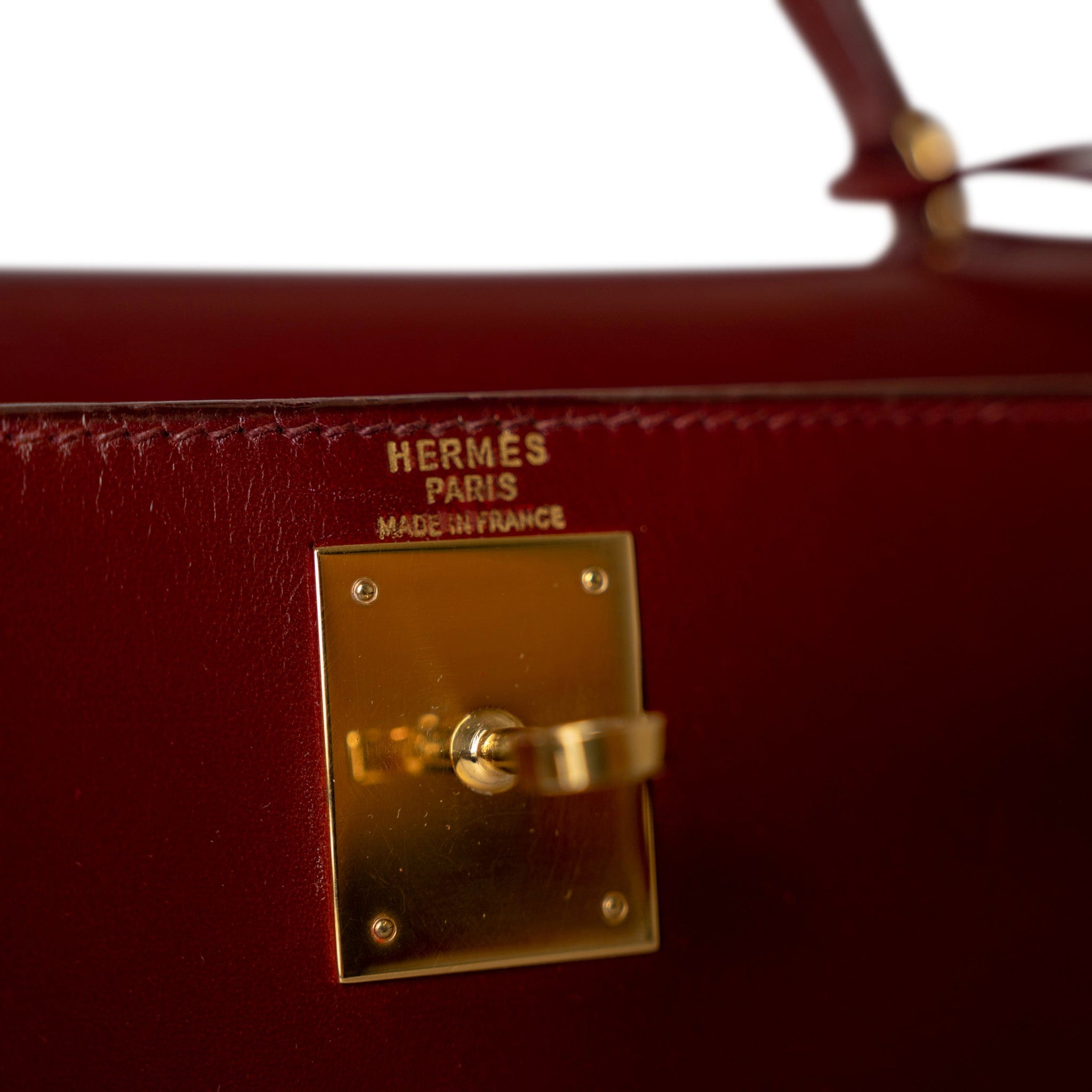 Hermes Handbag Kelly / Red Kelly 28 Rouge Box Calfskin Gold Plated V Stamp -Knockoff
