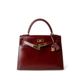 Hermes Handbag Kelly / Red Kelly 28 Rouge Box Calfskin Gold Plated V Stamp -Knockoff
