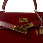 Hermes Handbag Kelly / Red Kelly 28 Rouge Box Calfskin Gold Plated V Stamp -Knockoff
