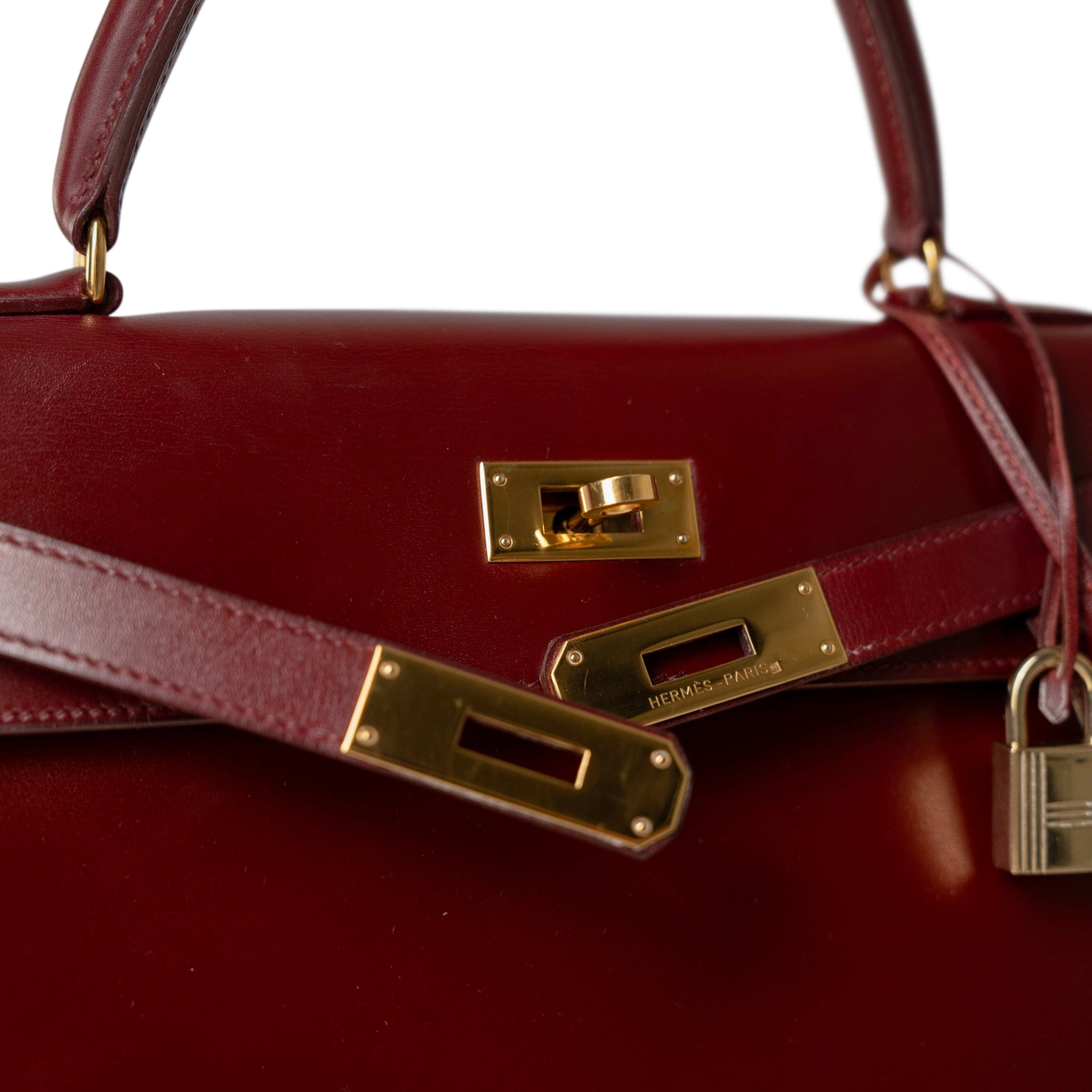 Hermes Handbag Kelly / Red Kelly 28 Rouge Box Calfskin Gold Plated V Stamp -Knockoff
