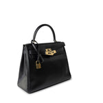 Hermes Handbag Kelly Retourne Black Box Calfskin Gold Plated Y Stamp -Knockoff
