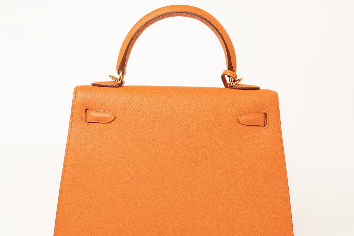 Hermes Handbag Kelly Sellier 25 Orange Veau Epsom Leather Gold Plated R Stamp -Knockoff
