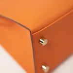 Hermes Handbag Kelly Sellier 25 Orange Veau Epsom Leather Gold Plated R Stamp -Knockoff
