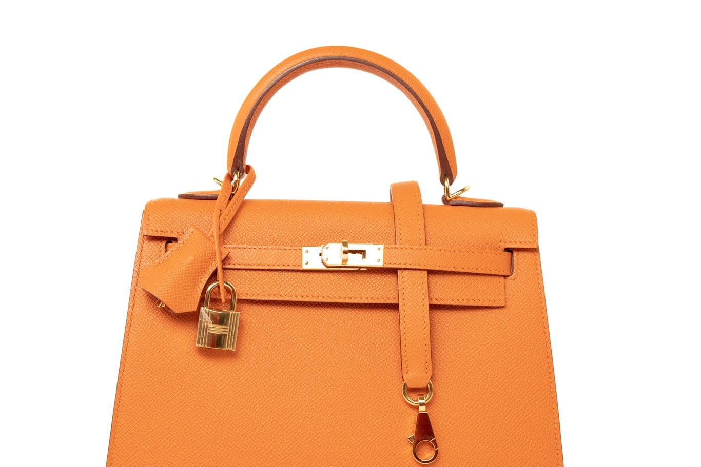 Hermes Handbag Kelly Sellier 25 Orange Veau Epsom Leather Gold Plated R Stamp -Knockoff
