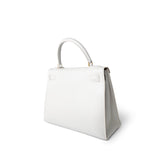 Hermes Handbag Kelly / White Kelly Sellier 28 White Veau Graine Gold Plated W Circle Stamp -Knockoff
