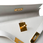 Hermes Handbag Kelly / White Kelly Sellier 28 White Veau Graine Gold Plated W Circle Stamp -Knockoff
