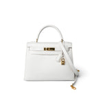 Hermes Handbag Kelly / White Kelly Sellier 28 White Veau Graine Gold Plated W Circle Stamp -Knockoff
