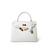 Hermes Handbag Kelly / White Kelly Sellier 28 White Veau Graine Gold Plated W Circle Stamp -Knockoff
