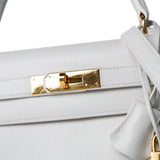 Hermes Handbag Kelly / White Kelly Sellier 28 White Veau Graine Gold Plated W Circle Stamp -Knockoff
