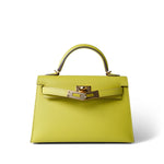 Hermes Handbag Lime Mini Kelly Sellier Lime Epsom Gold Plated Y Stamp -Knockoff
