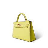 Hermes Handbag Lime Mini Kelly Sellier Lime Epsom Gold Plated Y Stamp -Knockoff
