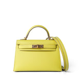 Hermes Handbag Lime Mini Kelly Sellier Lime Epsom Gold Plated Y Stamp -Knockoff
