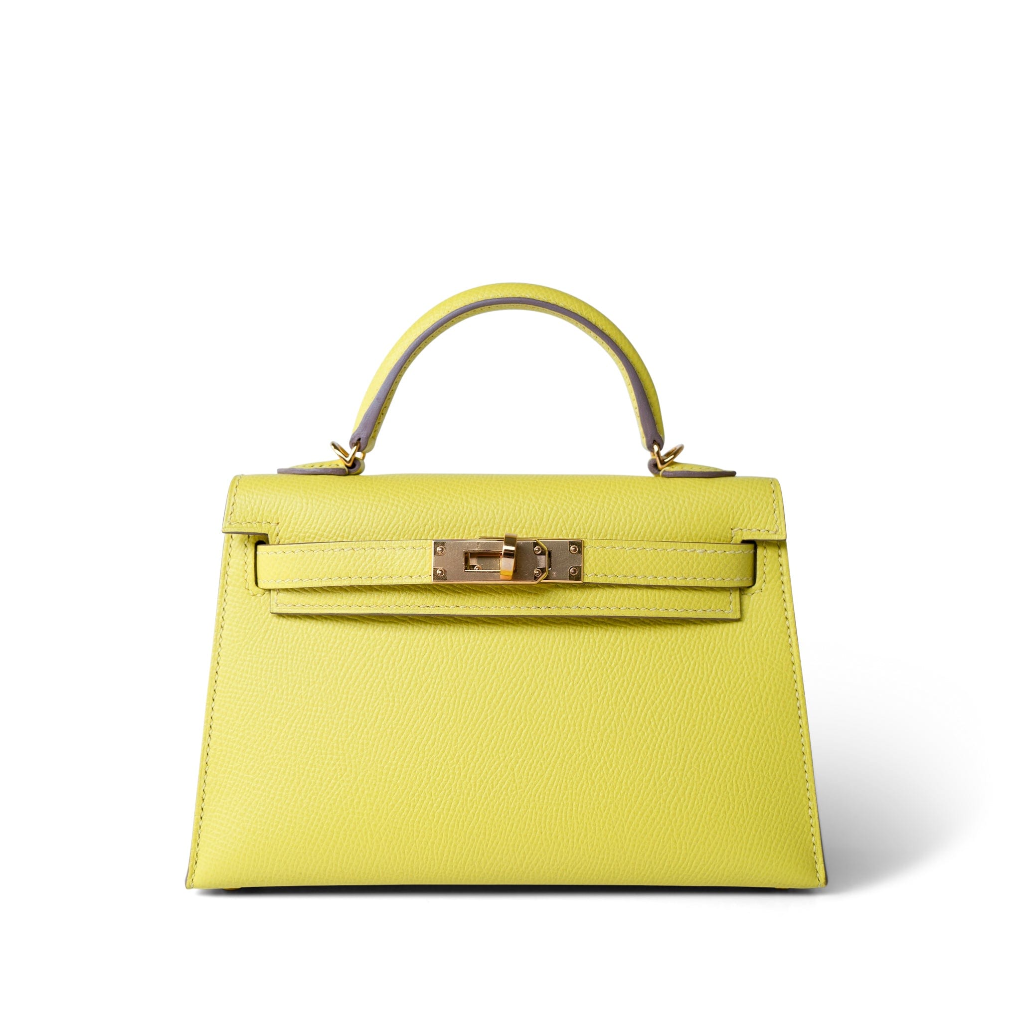 Hermes Handbag Lime Mini Kelly Sellier Lime Epsom Gold Plated Y Stamp -Knockoff
