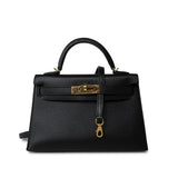 Hermes Handbag Mini Kelly 20 Sellier Black Veau Epsom Gold Plated Hardware D Stamp -Knockoff
