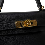 Hermes Handbag Mini Kelly 20 Sellier Black Veau Epsom Gold Plated Hardware D Stamp -Knockoff
