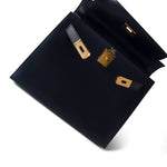 Hermes Handbag Navy Kelly 28 Sellier Navy Box Calfskin Gold Plated X Circle Stamp -Knockoff
