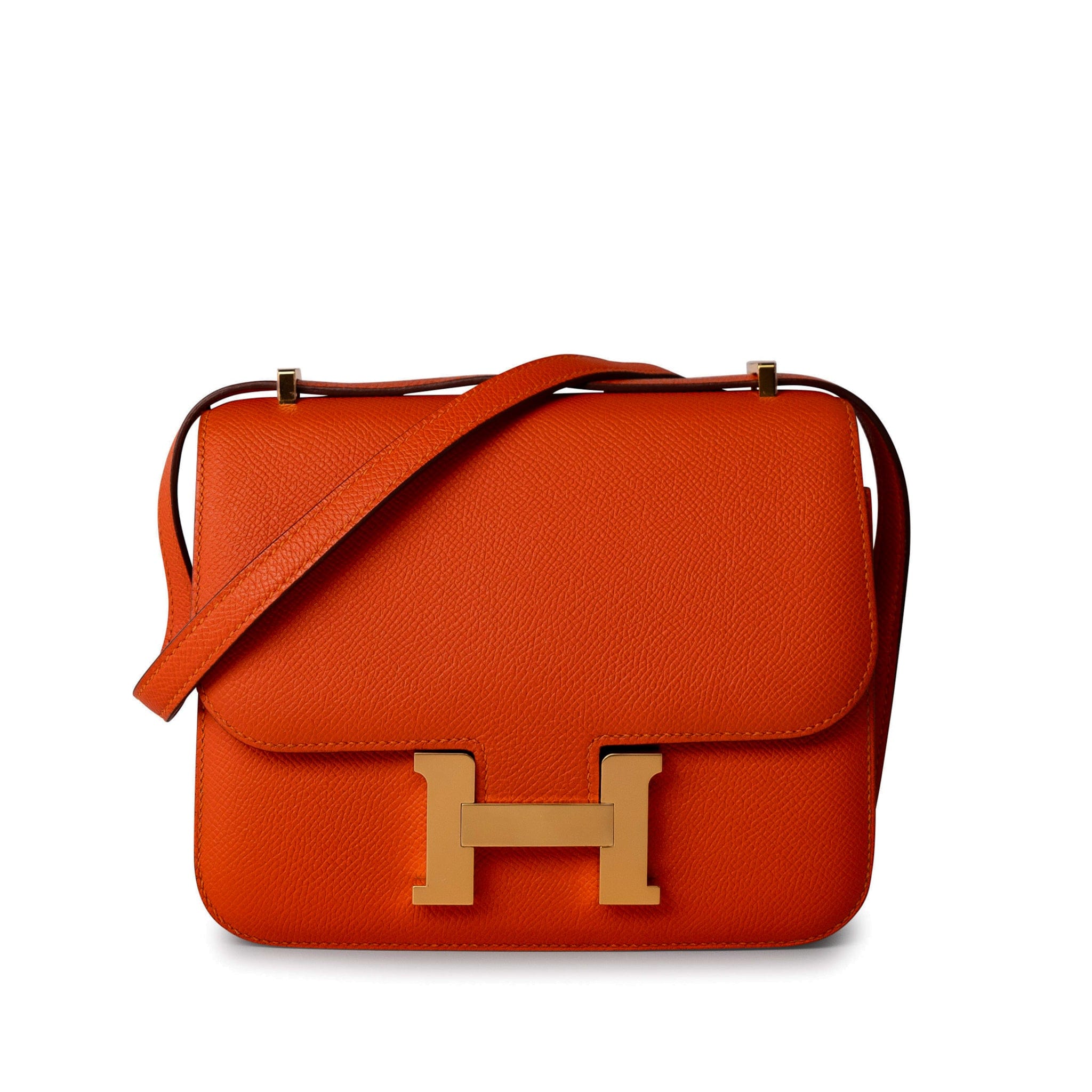 Hermes Handbag Orange / 18 / Epsom Orange Feu Constance 18 Veau Epsom Leather Gold Plated Hardware X Stamp -Knockoff
