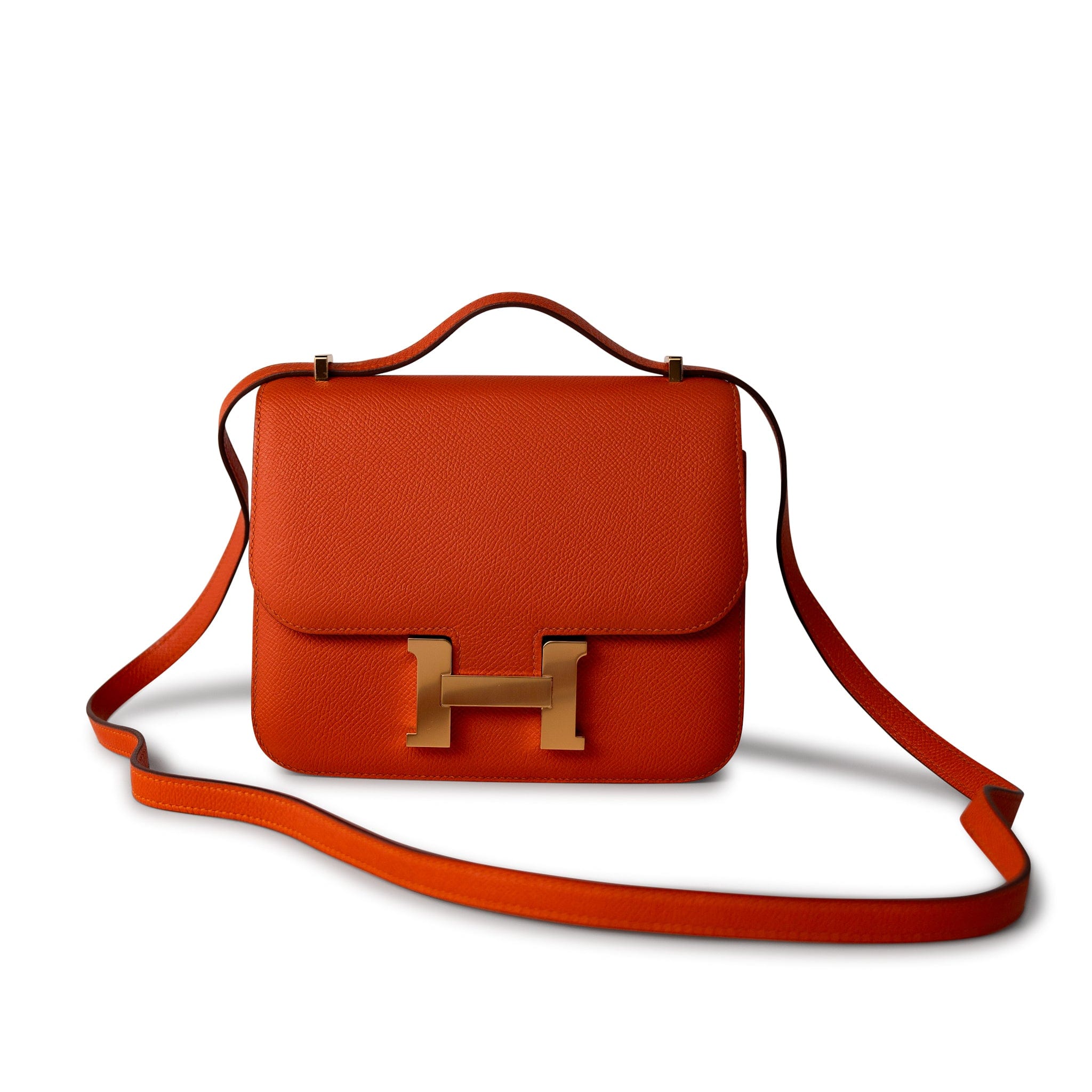 Hermes Handbag Orange / 18 / Epsom Orange Feu Constance 18 Veau Epsom Leather Gold Plated Hardware X Stamp -Knockoff
