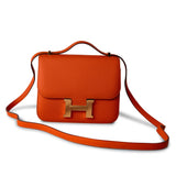 Hermes Handbag Orange / 18 / Epsom Orange Feu Constance 18 Veau Epsom Leather Gold Plated Hardware X Stamp -Knockoff
