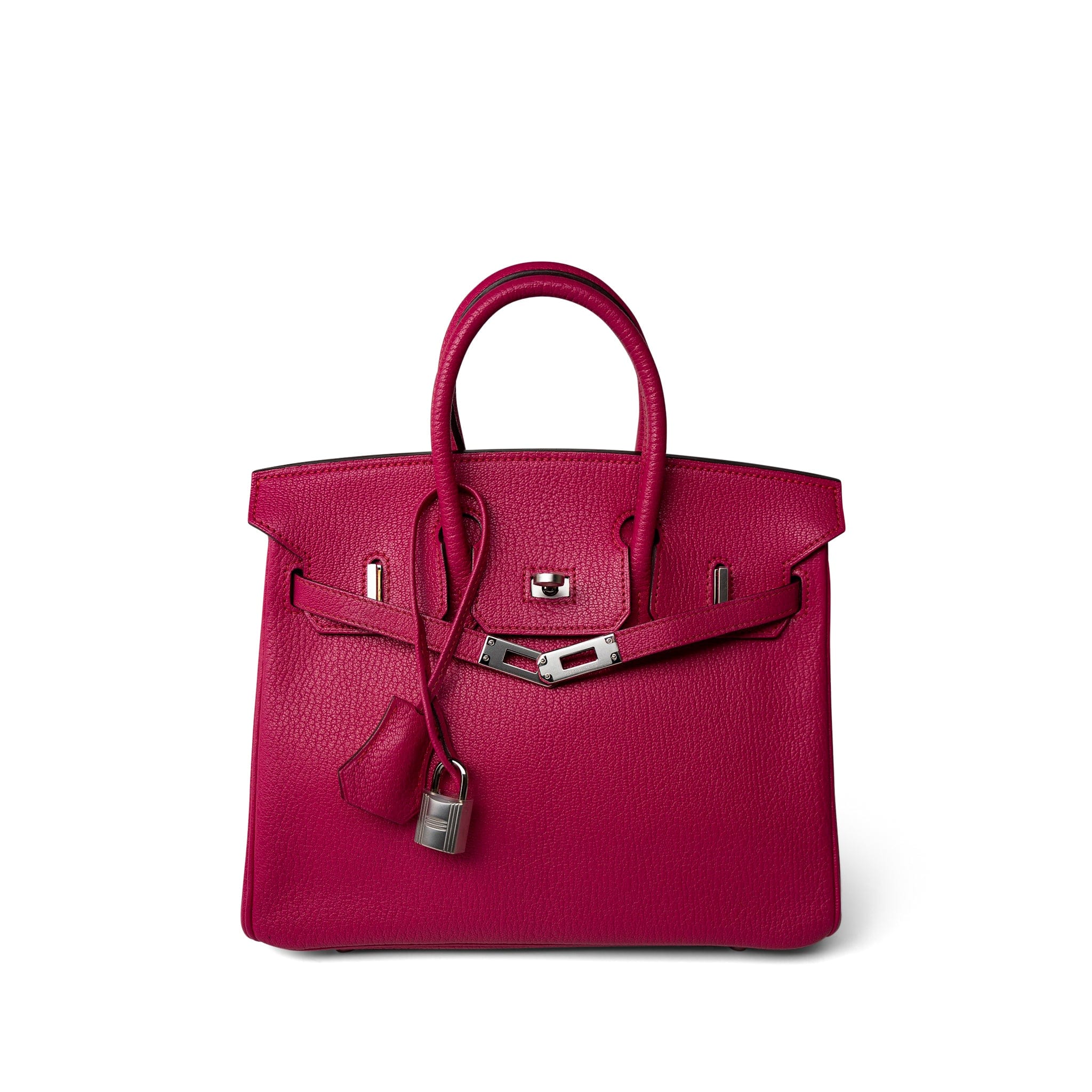 Hermes Handbag Pink Birkin 25 Rose Shocking Chèvre Palladium Plated K Square Stamp -Knockoff
