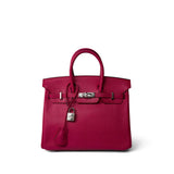 Hermes Handbag Pink Birkin 25 Rose Shocking Chèvre Palladium Plated K Square Stamp -Knockoff
