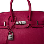 Hermes Handbag Pink Birkin 25 Rose Shocking Chèvre Palladium Plated K Square Stamp -Knockoff
