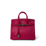 Hermes Handbag Pink Birkin 25 Rose Shocking Chèvre Palladium Plated K Square Stamp -Knockoff
