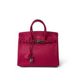 Hermes Handbag Pink Birkin 25 Rose Shocking Chèvre Palladium Plated K Square Stamp -Knockoff
