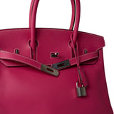 Hermes Handbag Pink Birkin 30 (Candy Model) Rose Tyrien / Rubis Veau Epsom Leather Palladium Plated P Square Stamp -Knockoff
