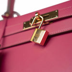 Hermes Handbag Pink Kelly 28 Rose Lipstick Veau Tadelakt Gold Plated Hardware C Stamp -Knockoff
