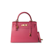 Hermes Handbag Pink Kelly 28 Rose Lipstick Veau Tadelakt Gold Plated Hardware C Stamp -Knockoff
