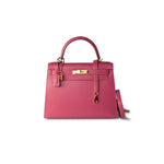 Hermes Handbag Pink Kelly 28 Rose Lipstick Veau Tadelakt Gold Plated Hardware C Stamp -Knockoff
