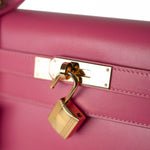 Hermes Handbag Pink Kelly 28 Rose Lipstick Veau Tadelakt Gold Plated Hardware C Stamp -Knockoff
