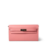 Hermes Handbag Pink Kelly Wallet To Go Rose Confetti Veau Epsom Palladium Plated U Stamp -Knockoff
