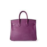 Hermes Handbag Purple Birkin 25 Cyclamen Veau Epsom Palladium Plated L Square Stamp -Knockoff
