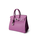 Hermes Handbag Purple Birkin 25 Cyclamen Veau Epsom Palladium Plated L Square Stamp -Knockoff
