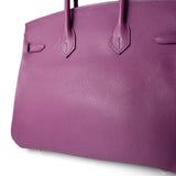 Hermes Handbag Purple Birkin 25 Cyclamen Veau Epsom Palladium Plated L Square Stamp -Knockoff
