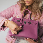 Hermes Handbag Purple Birkin 25 Cyclamen Veau Epsom Palladium Plated L Square Stamp -Knockoff
