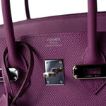 Hermes Handbag Purple Birkin 25 Cyclamen Veau Epsom Palladium Plated L Square Stamp -Knockoff
