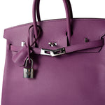 Hermes Handbag Purple Birkin 25 Cyclamen Veau Epsom Palladium Plated L Square Stamp -Knockoff
