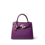 Hermes Handbag Purple Kelly Sellier 25 Anemone Epsom Gold Plated Y Stamp -Knockoff
