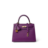 Hermes Handbag Purple Kelly Sellier 25 Anemone Epsom Gold Plated Y Stamp -Knockoff
