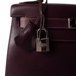 Hermes Handbag Purple Kelly Sellier 28 Plum Box Calfskin Palladium Plated [F] Stamp -Knockoff
