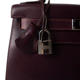 Hermes Handbag Purple Kelly Sellier 28 Plum Box Calfskin Palladium Plated [F] Stamp -Knockoff
