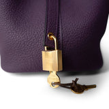 Hermes Handbag Purple Picotin 18 Purple Taurillon Clemence Gold Plated B Stamp -Knockoff
