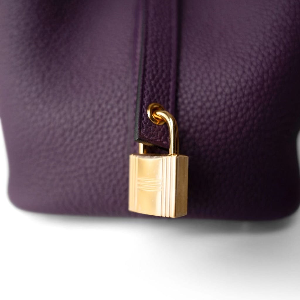 Hermes Handbag Purple Picotin 18 Taurillon Maurice in Cassis -Knockoff
