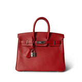 Hermes Handbag Red Birkin 25 Rouge Casaque Epsom Palladium Plated [P] Stamp -Knockoff
