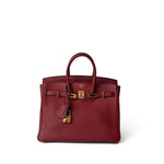 Hermes Handbag Red Birkin 25 Rouge Grenat Togo Gold Plated X Stamp -Knockoff
