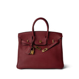 Hermes Handbag Red Birkin 25 Rouge Grenat Togo Gold Plated X Stamp -Knockoff
