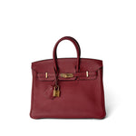 Hermes Handbag Red Birkin 25 Rouge Grenat Togo Gold Plated X Stamp -Knockoff
